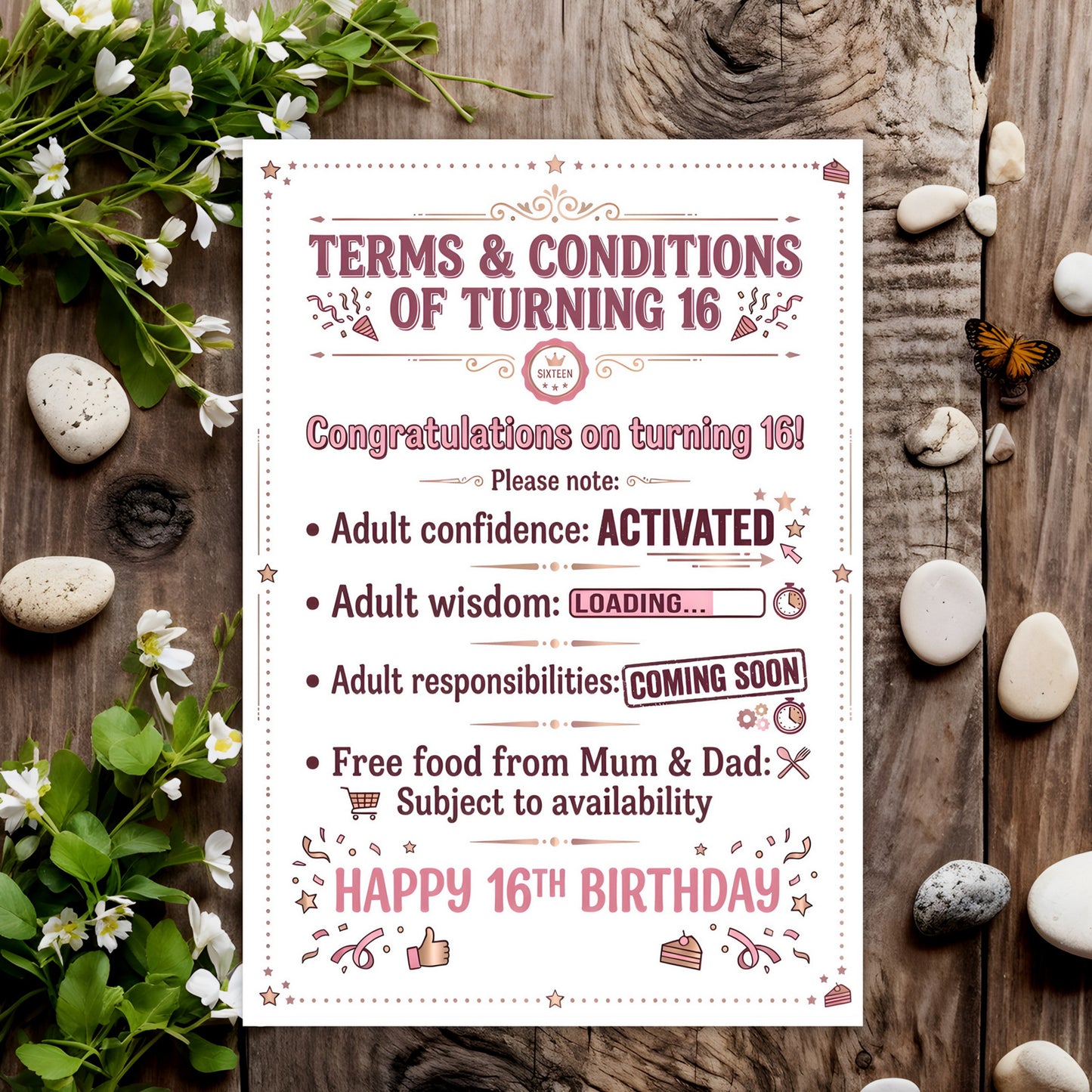 16th Birthday - Terms & Conditions